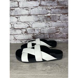 Roam White Leather Ribbon Open Toe Straps Slides Sandals Women Sz 41EU/10.5M US